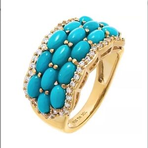 Sleepy beauty turquoise cabochon 14k Gold ring size 10